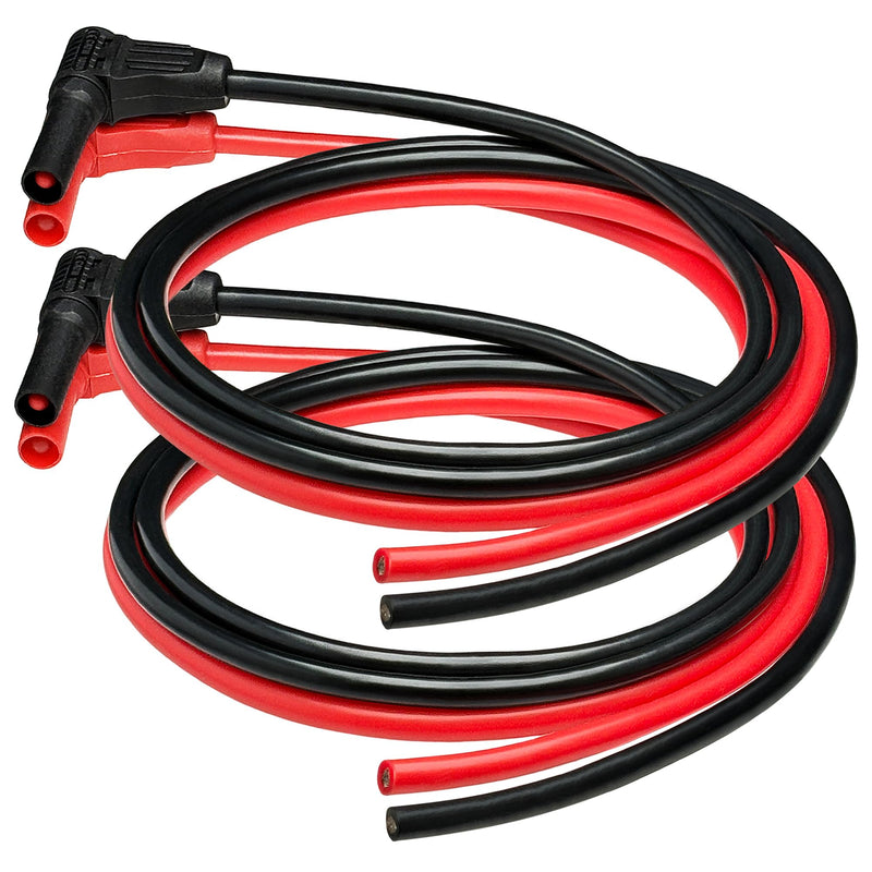 [Australia - AusPower] - CESS-218 Right Angle Seal Insulated Safety Banana Plug to Bare Wire - 3 Feet Soft Silicone Cable, Tinned Copper, 2 Pairs, Black and Red, Ideal for DIY Multimeter Test Leads 