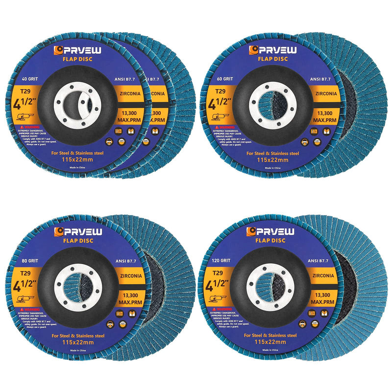 [Australia - AusPower] - Flap Discs 4 1/2 Inch, 5-Pack 4.5" x 7/8" T29 Premium Zirconia Abrasive Grinding Wheels, 40/60/80/120 Assorted Grits Flap Sanding Disc for Metal,Stainless Steel 40/60/80/120 Grit Assorted 