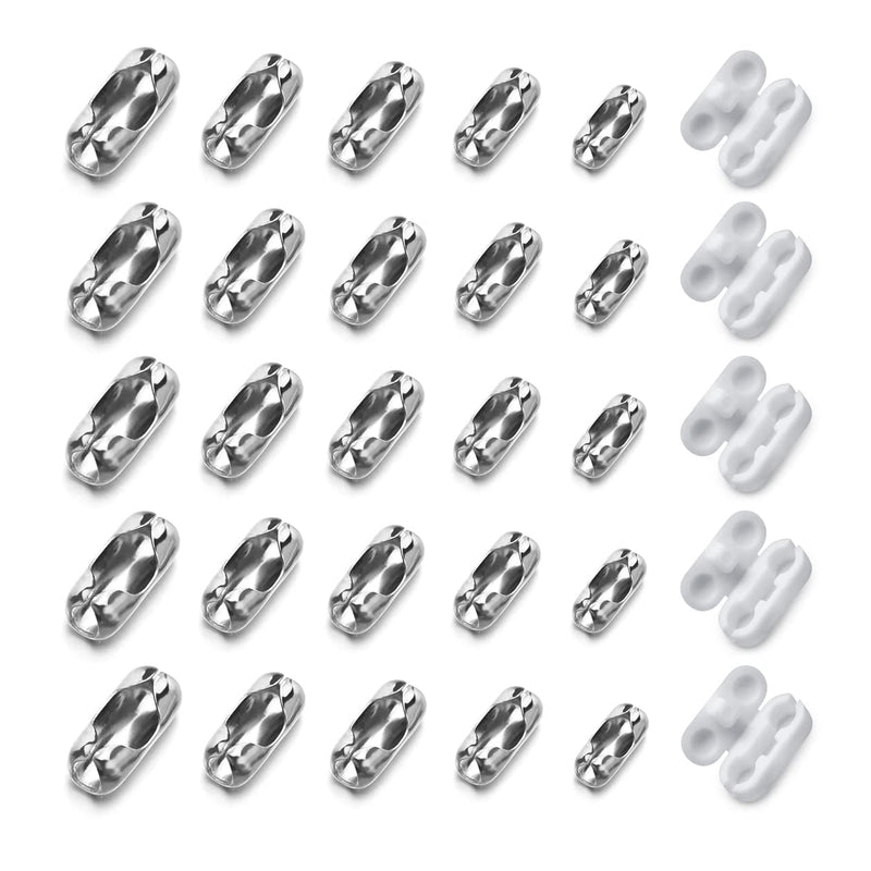 [Australia - AusPower] - 30pcs Replacement Blind Pull Cord Connector Stainless Steel Ball Chain Connector Clasps Fits for 3.2/4.0/4.5/5/6.0mm Beaded Ball Chain 