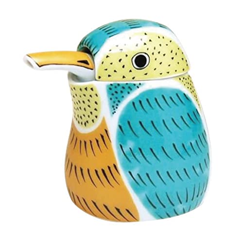有田焼やきもの市場 Soy Sauce Dispenser Ceramic Bottle Cute 2.5 fl oz Japanese Arita Imari ware Made in Japan Kawasemi Bird Kingfisher