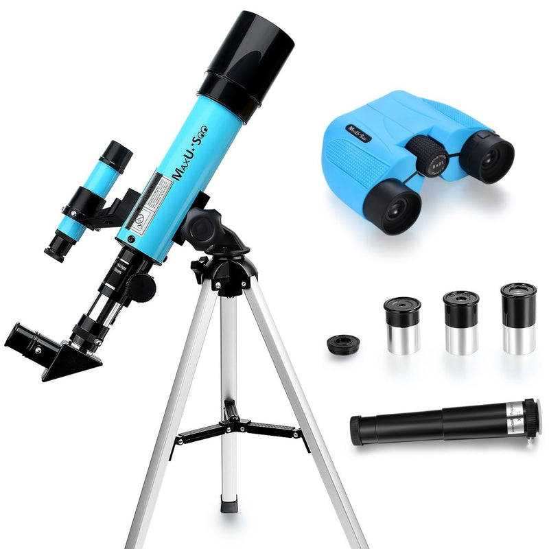 Lunar Telescope for Kids and Astronomy Beginners, Refractor Telescope with Finder Scope and 3 Eyepieces, Travel Telescope with Compact HD Binoculars for Moon Viewing Bird Watching Sightseeing F360X50+8X21 (Telescope+Binoculars)