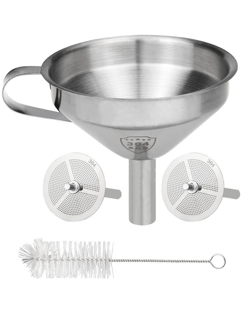 [Australia - AusPower] - Resin Funnel, Resin Filter Funnel with Strainer 3D Printer Stainless Steel Resin Funnel for Filtering and Recycling UV SLA/DLP/LCD Photosensitive Resin, with Cleaning Brush 