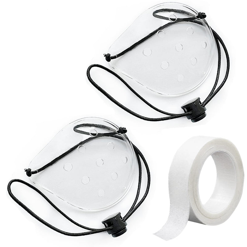[Australia - AusPower] - Eye Shield, 2 Pcs Plastic Eye Shield Eye Patch for Eye Surgery Covering Breathable After Surgery Eye Protection with 1 Roll Tape & 2 Elastic Rope, Clear 