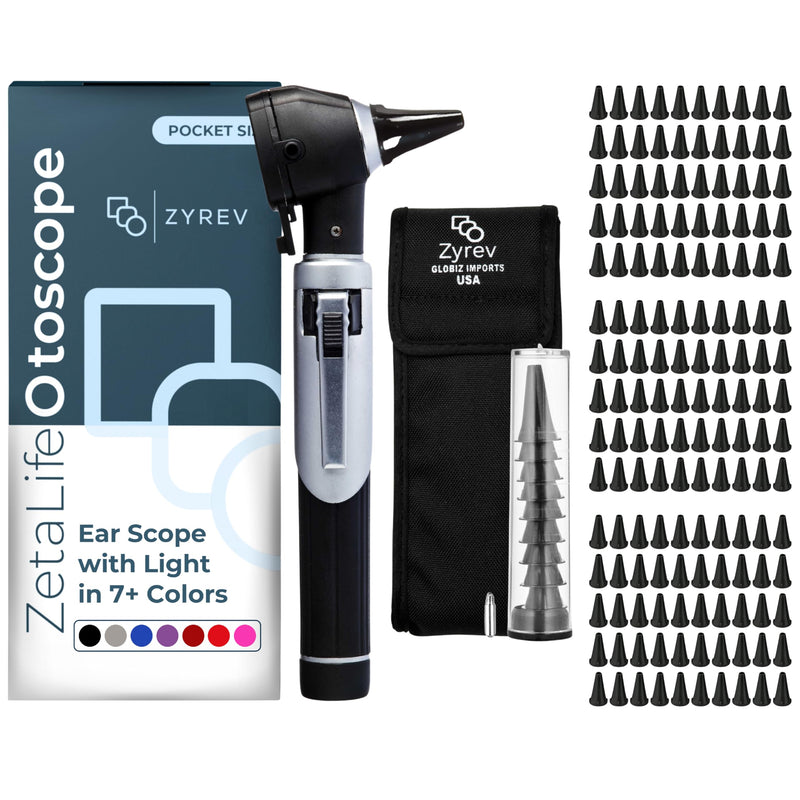 [Australia - AusPower] - Zyrev ZetaLife Otoscope Set with 150 Extra Disposable Specula Tips, Black 