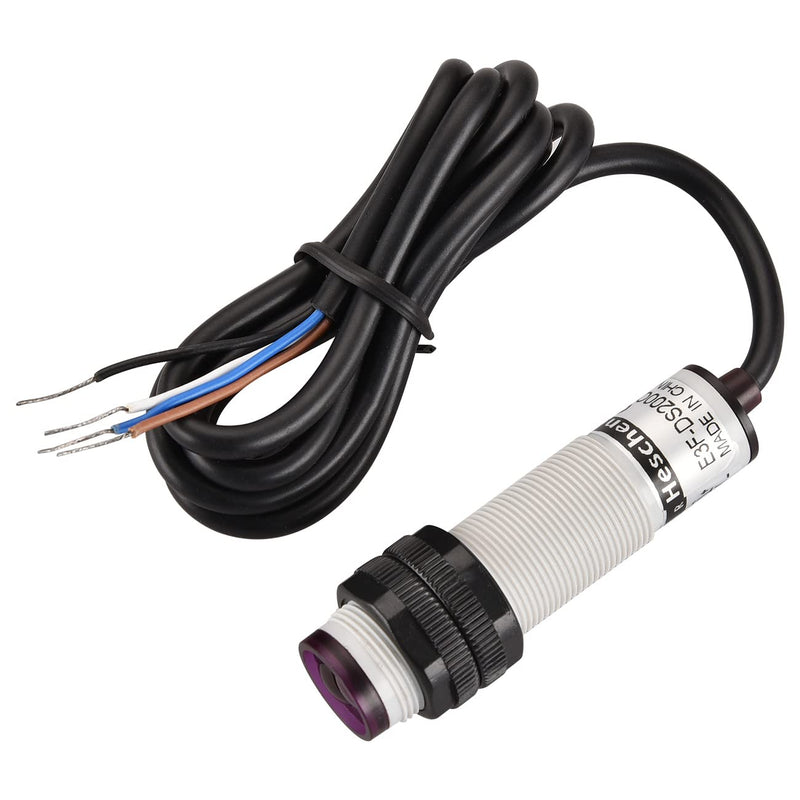 [Australia - AusPower] - Heschen M18 Column Infrared Photoelectric Proximity Switch, Diffuse Reflection Type, E3F-DS200C3, Detection Distance 10-200CM, 10-30VDC 200mA, NPN NO+NC, 4 Wire 
