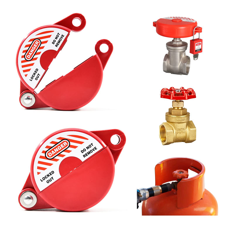 [Australia - AusPower] - Gate Valve Lockout Device | 1 to 2-1/2 Inch Dia | 2 Pack | Hose Bib, Gas, Propane Tank, Water Spigot and Faucet Locks Outdoor | Red for Professional and Industrial Use 