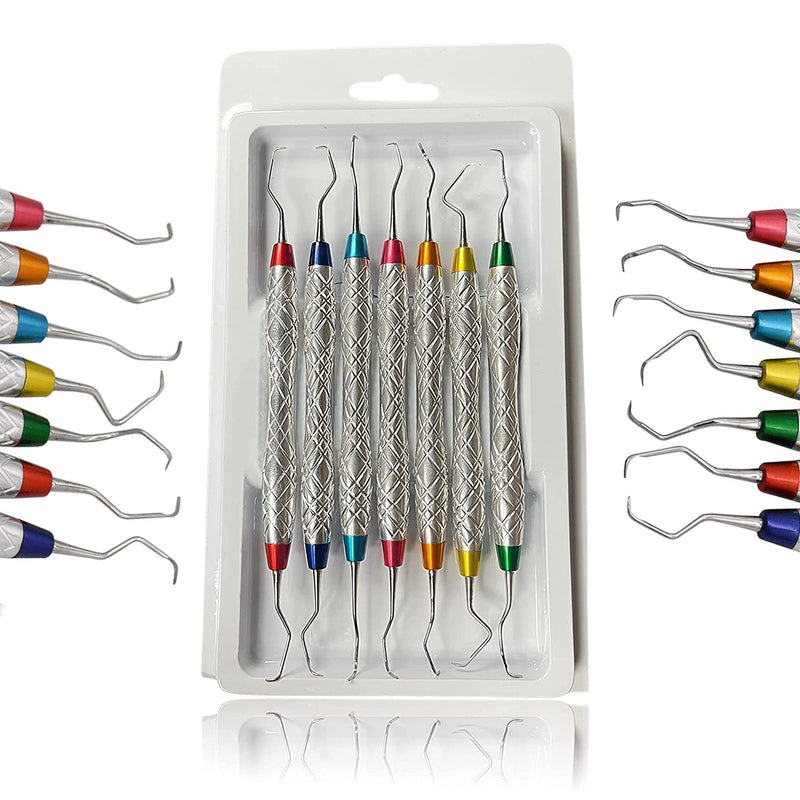 [Australia - AusPower] - OdontoMed2011 Set of 7 Gracey Periodontal Curettes 1/2-13/14 Double Ended Dual End Hollow Handle Color Coded & Chrome Plated Handle Dental Instruments with Protective Packing DN-2355 