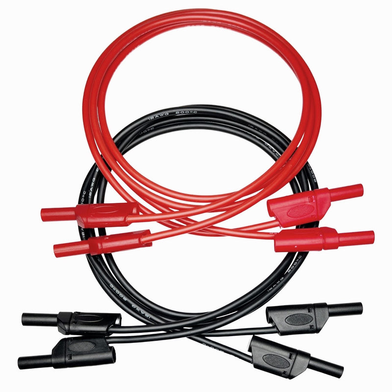[Australia - AusPower] - CESS-212 Safety Banana Cable - 2 Pairs, 3 Feet Length, 12 AWG Soft Silicone, Male to Male Test Leads, Tinned Copper Wire for Secure Electrical Testing 