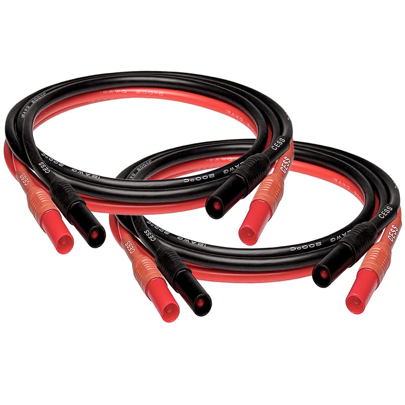 [Australia - AusPower] - CNCESS CESS-216 Safety Banana Plug Male to Male Digital Multimeter Test Leads, 12 Gauge Silicone Wire, 2 Pairs 3 Feet 
