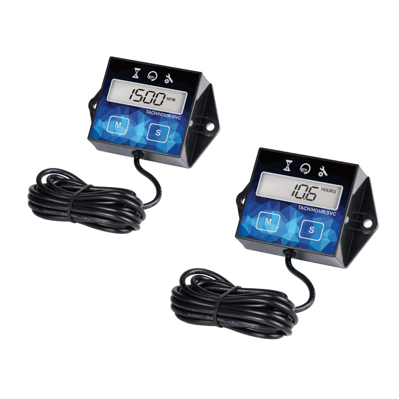 [Australia - AusPower] - 2 Pieces Runleader Small Engine Timer, Digital Tachometer, Maintenance Reminder, Battery Replaceable, User Shutdown, for ZTR Lawn Mower Tractor Generator Marine Outboard ATV (2) 2 
