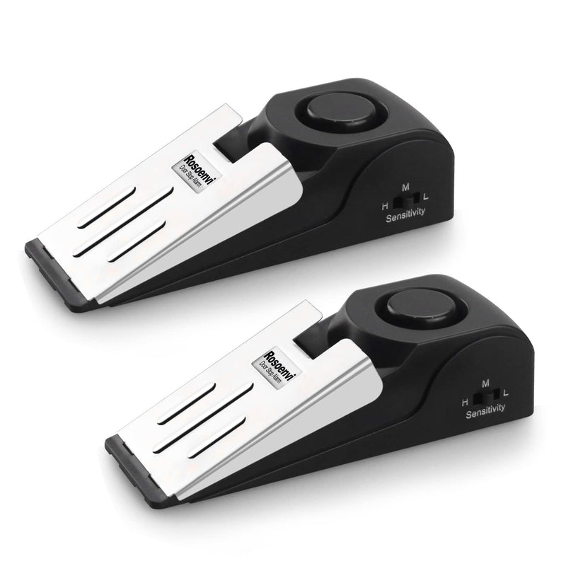 [Australia - AusPower] - 2 Pack Door Stop Alarm, Door Stopper with 120DB Security Alarm, Floor Wedge Door Stop Siren, Door Security Devices for Traveling, Apartment, Hotel and Home, Black 2 