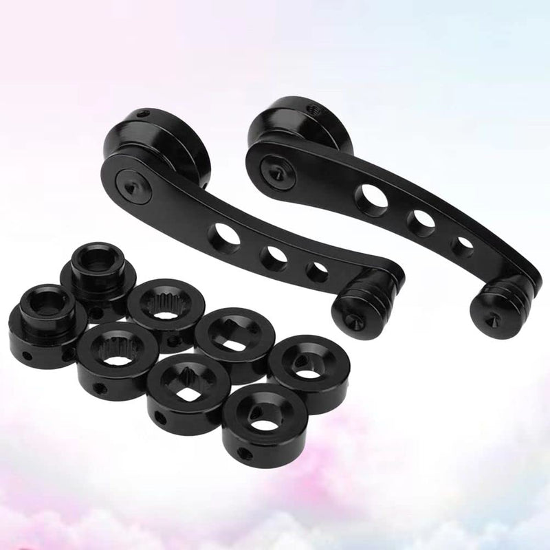[Australia - AusPower] - 2PC Universal Window Crank Handle, Aluminum Car Window Opener Handle Kit, Replacement Winder Crank Kit for Auto Vehicle (Black) Black 