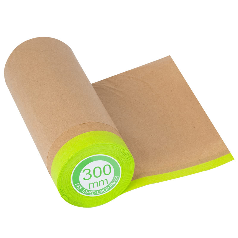 [Australia - AusPower] - Pre-Taped Masking Paper for Painting - 12 inch x 50 feet Tape and Drape Painters Paper, Paint Adhesive Protective Paper Roll for Covering Skirting, Frames, Cars and Auto Body (1 Roll) 1 Roll 