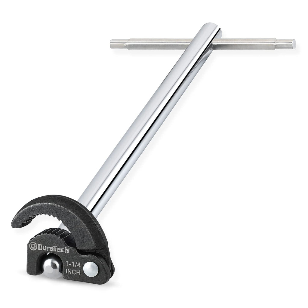 DURATECH 11" Basin Wrench, Sink Wrench, Adjustable Tap Nut Spanner Basin Spanner, Capacity of 3/8" to 1-1/4" for Fixing Back and Union Nuts Under Sink