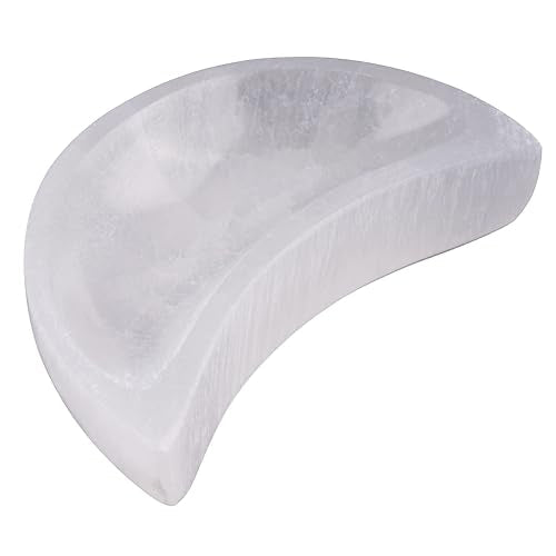 Wish Well Selenite Bowl for Crystal Cleansing, 4" Moon Crystal Bowl