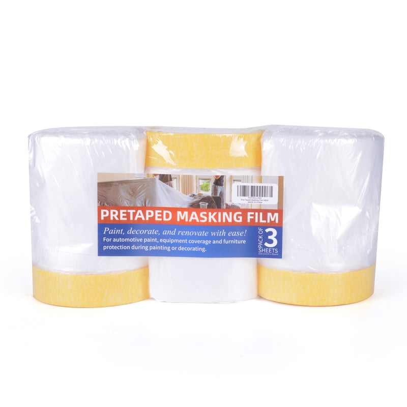 [Australia - AusPower] - Pre-Taped Masking Film, Tape and Drape, Plastic Sheeting Roll, Automotive Painters Masking Tape Film, Plastic Sheeting Cover for Appliance and Furniture, 22inch X 30yard, 3Rolls 550mm x 27m 