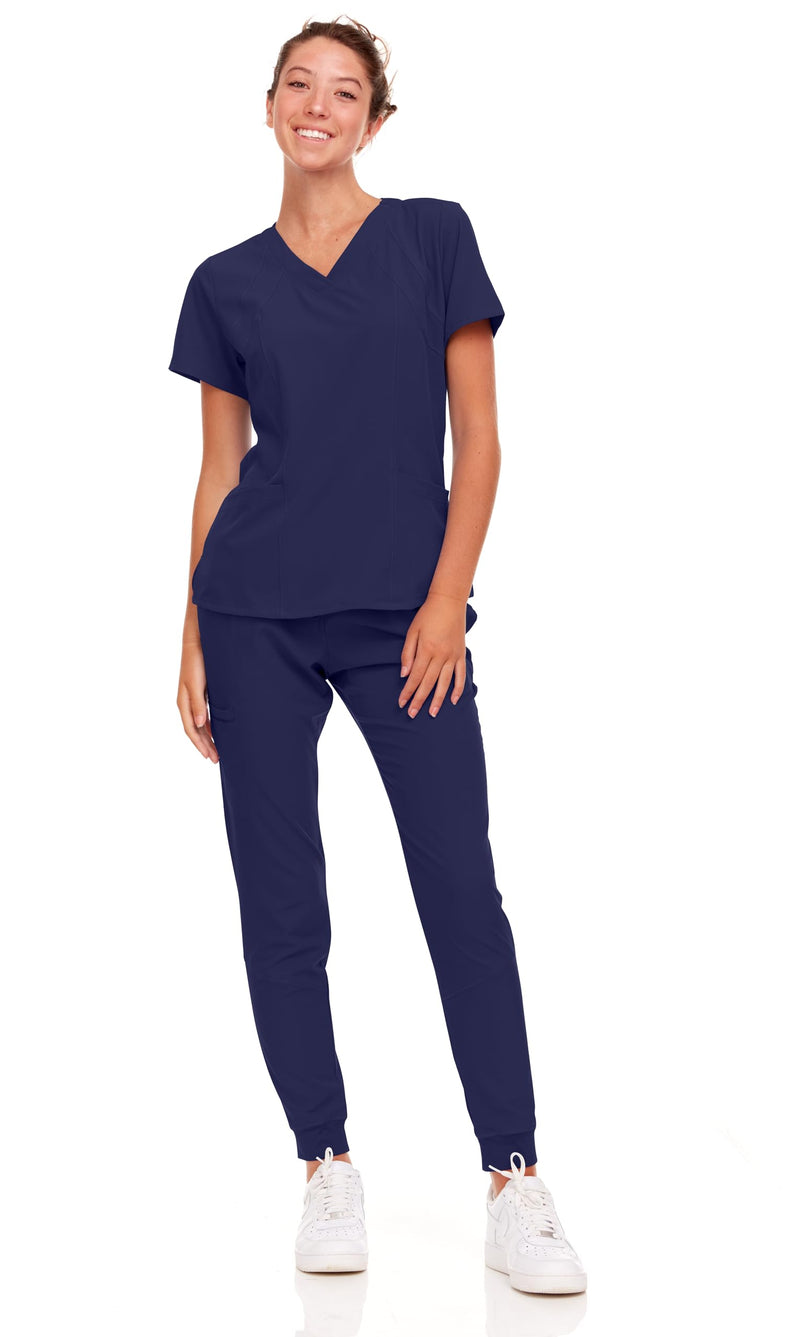 [Australia - AusPower] - Natural Uniforms Womens Cool Stretch Jogger Scrub Set True Navy Blue Medium 