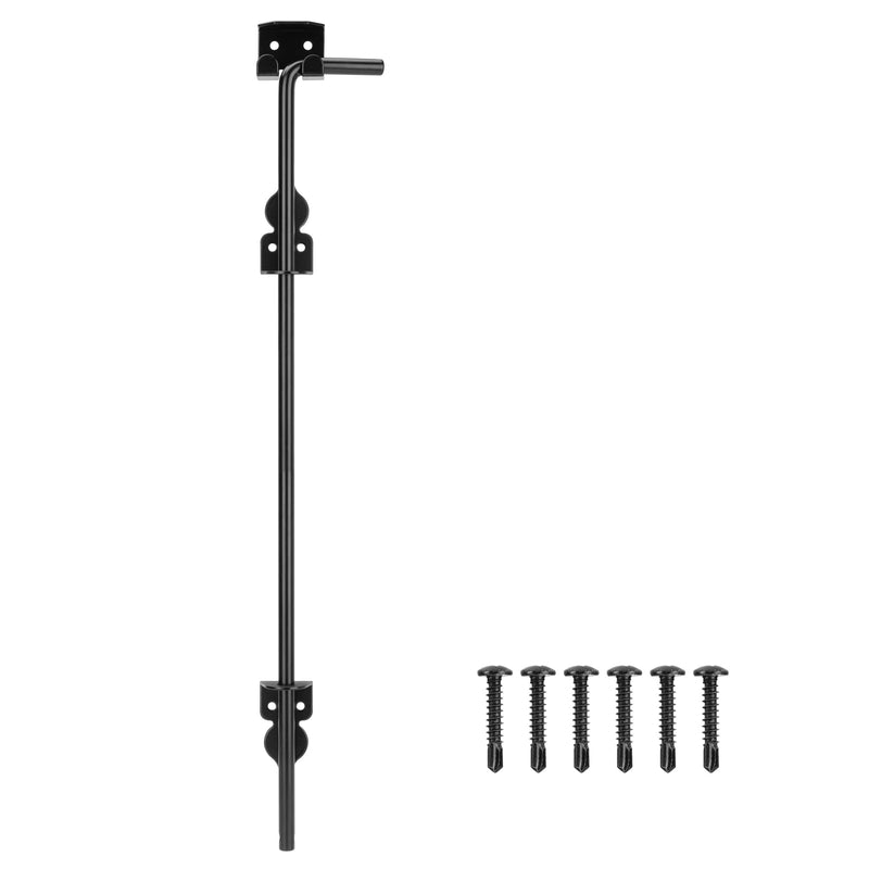 24" Cane Bolt Drop Rod Heavy Duty Gate Hardware Black Solid Steel Gate Ground Latch for Wood PVC Vinyl Metal Gates Fences Doors, Holding Gate to The Ground (1 Pack) 1 24 Inch