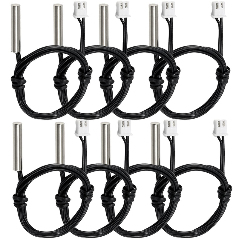 [Australia - AusPower] - 8 Pieces NTC Thermistor 10K ohm Temperature Sensor Probe,Fajoeda Stainless Steel NTC 10K B3950 1% with 1m Cable Digital Thermal Extension Cable 