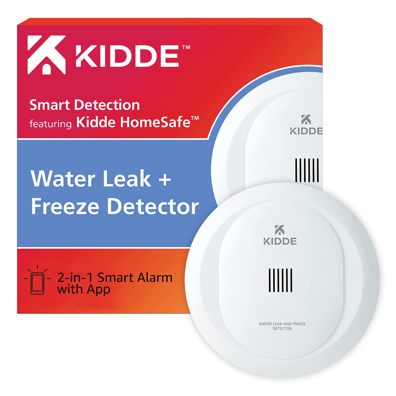 Kidde WiFi Water Leak Detector & Freeze Alarm, Alexa Device, Smart Leak Detector for Homes with App Alerts,White 1 pack
