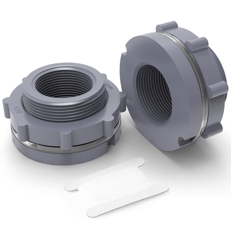 [Australia - AusPower] - TAISHER 2PCS Black PVC 1-1/2'' Bulkhead Tank Connector Adapter Fitting with Gasket for Water Tank, Rain barrels, Aquariums, Bathtubs and Sink 1-1/2"(PVC) 2 