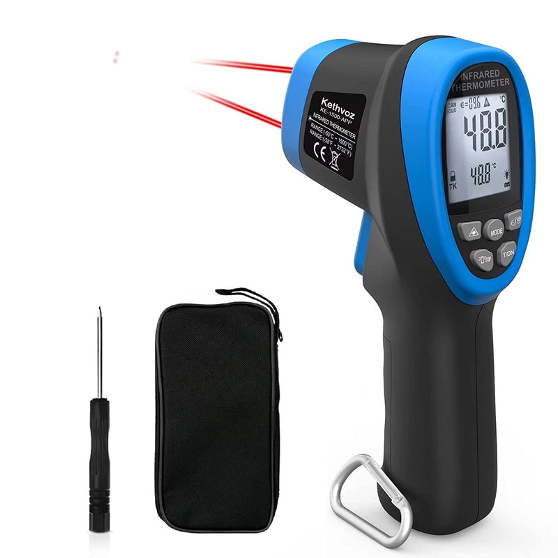 [Australia - AusPower] - Digital Infrared Thermometer Gun, Kethvoz Dual Laser 30:1 Infrared Thermometer Gun Measure Temp -58℉~2732℉, Industrial Pyrometer for Cooking Grilling Pizza Oven HVAC 1500APP Thermometer w/ Data Logging 1500APP 