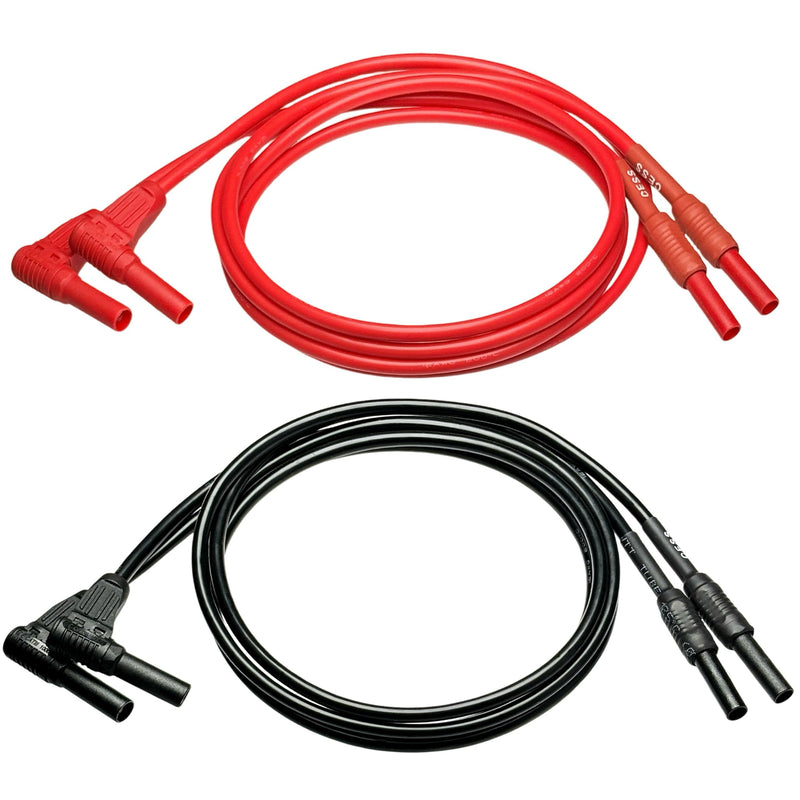 [Australia - AusPower] - CESS-222 Meter Test Lead Extension Right Angle Male to Female Connector 4mm Banana Plug to Jack Heavy Duty Silicone Wires Multimeter Leads Probes Adapter 12AWG, 2 Pairs, Black & Red, 3 Feet 