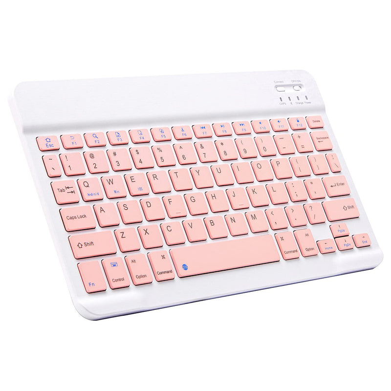 [Australia - AusPower] - Ultra-Slim Bluetooth Keyboard Portable Mini Wireless Keyboard Rechargeable for Apple iPad iPhone Samsung Tablet Phone Smartphone iOS Android Windows (10 inch Pink) 10 inch Pink 