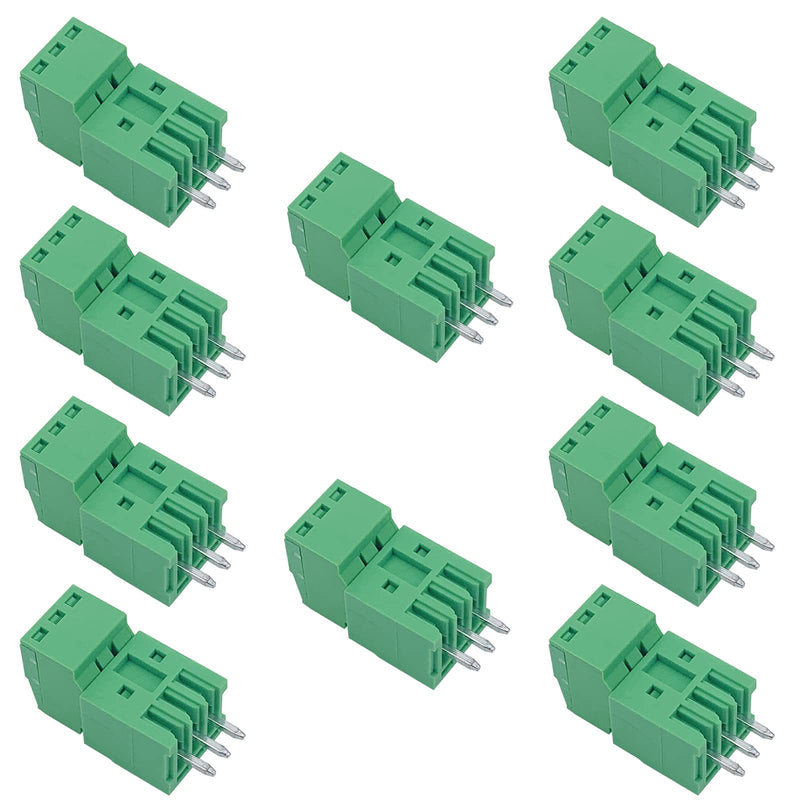 [Australia - AusPower] - 10Set 3-Pin 125V 4A 2.54mm 0.1" Pitch PCB Mount Screw Terminal Block Connector for 26-18AWG Cable 2.54mm-3-Pin 