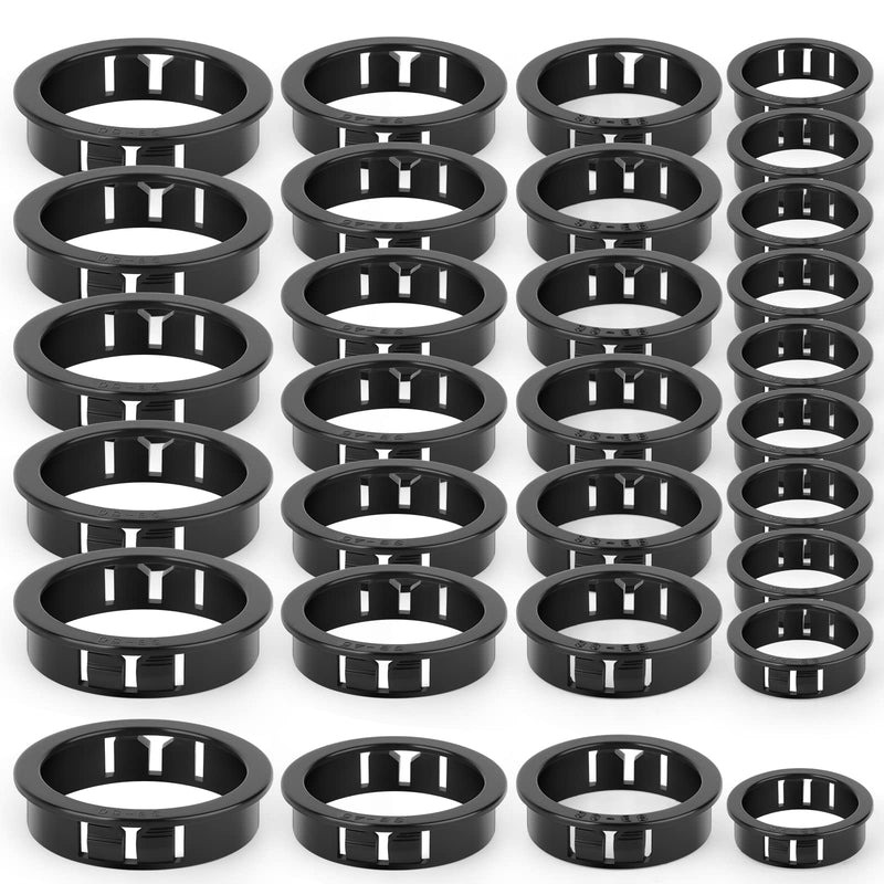 [Australia - AusPower] - 58PCS Round Cable Snap Bushing Grommet, Black Snap in Cable Grommet Protector 4 Size 1", 1/1-2", 1/3-4", 2" 