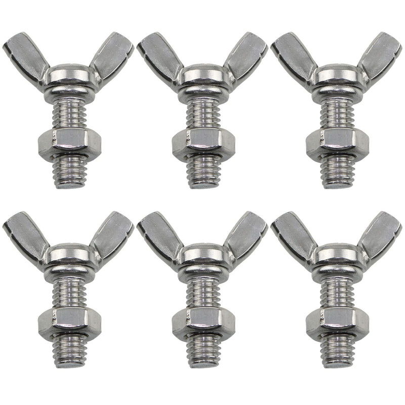 [Australia - AusPower] - MEETOOT 6pcs M8 1.25x20mm Stainless Steel Butterfly Screws with 6pcs Nuts Hand Tighten Toolless Adjust Bolt Butterfly Wing Head Thumb Screws 