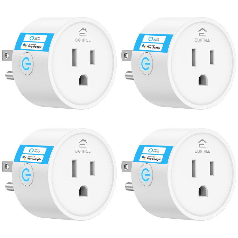 [Australia - AusPower] - EIGHTREE Smart Plug, Alexa Smart Plugs That Work with Alexa and Google Home, Compatible with SmartThings, Smart Outlet with WiFi Remote Control and Timer Function, 2.4GHz Wi-Fi Only, 4Packs 4 Pack 