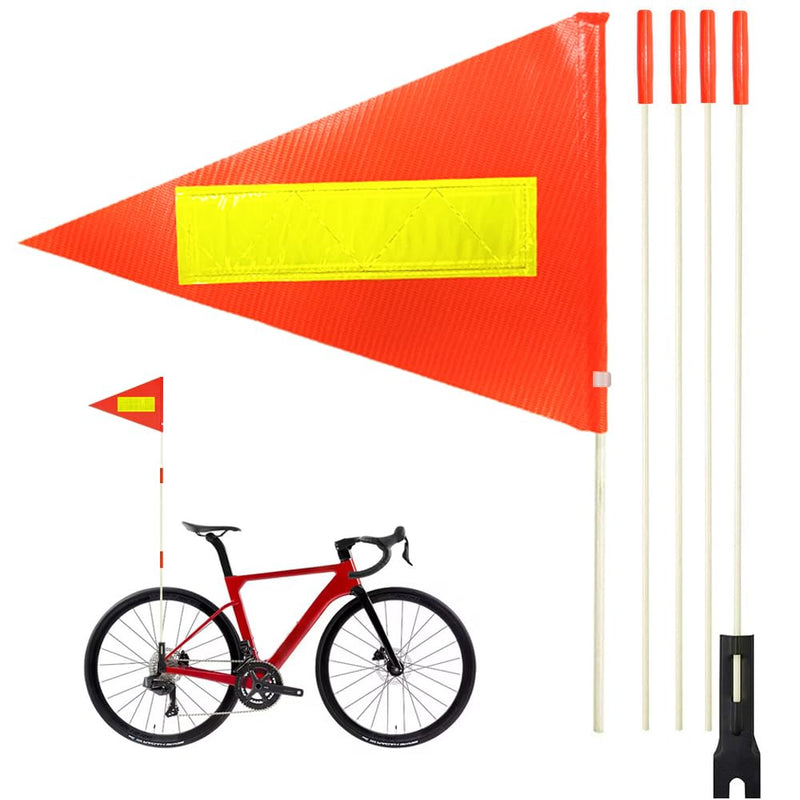 [Australia - AusPower] - Uelfbaby Bike Safety Flag - 6 Ft Heavy Duty Fiberglass Pole, Polyester, Full Color, Tear-Resistant, Waterproof, Orange, Double-Sided Reflective 1 Orange（with Reflective Stripe） 
