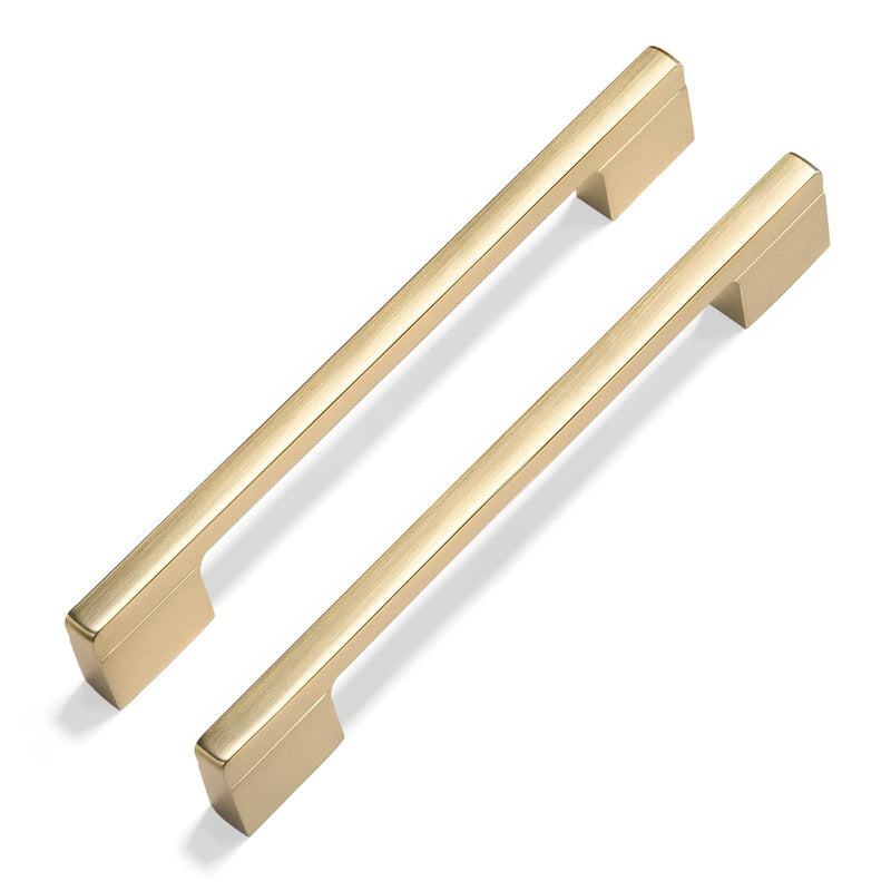 Goo-Ki 6 Pack 5 in (128mm) or 6-1/4 in (160mm) Hole Center Cabinet Pulls Light Brushed Brass Zinc Alloy Kitchen Drawer Pulls Drawer Handles,Cabinet Hardware 1816-BS-128 5 Inch Hole Centers