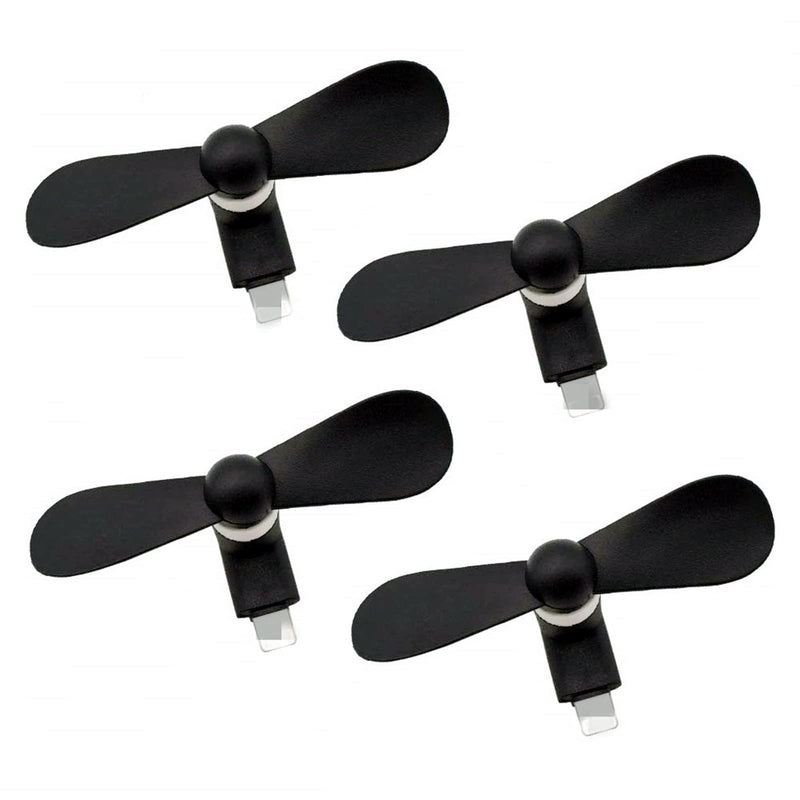 [Australia - AusPower] - Personal Mini USB Fan for Cellphones - 4 Pack Portable Cell Phone Fan for iPhone, Small Pocket Fan Travel Fans Plug in Mobile Phones Fast Cooling for Summer Outdoor (Black) Black 