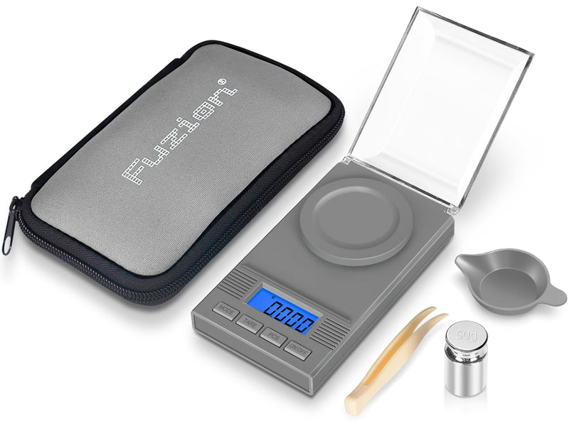 [Australia - AusPower] - Fuzion Milligram Scale 50g/ 0.001g, mg Scale, Jewelry Scale with LCD Backlit, Tare, Digital Milligram Scale for Powder Medicine, Gem, Reloading, Micro Scale PL50 Grey 
