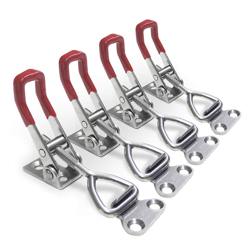 [Australia - AusPower] - 4pcs Toggle Latch Clamp, 304 Stainless Steel Pull Hasp Latches, Quick Release Hand Tool Toggle Clamp for Smoker Lid Jig,Case Trunk,220Lbs Holding Capacity 
