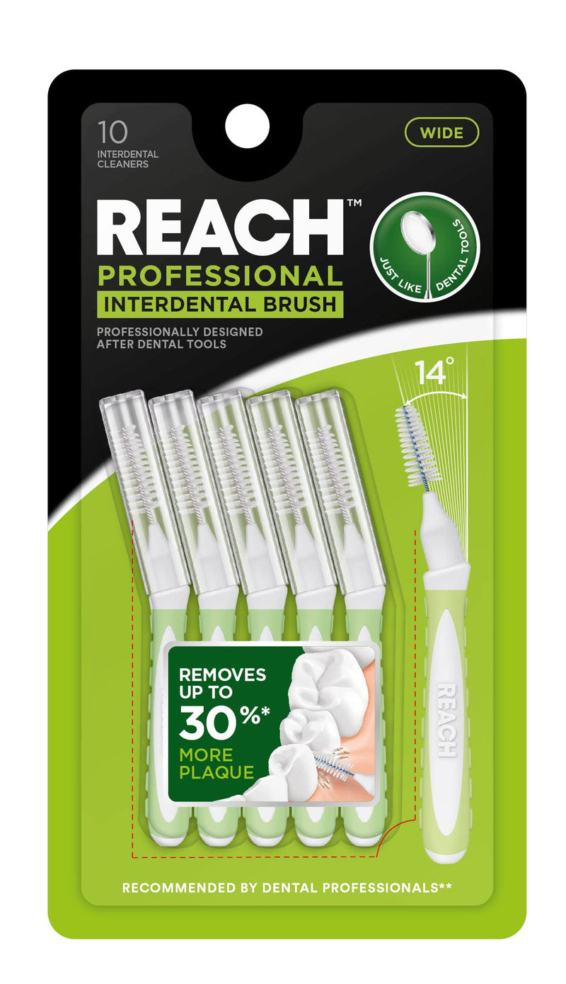 [Australia - AusPower] - Reach Interdental Brush Cleaners, Wide, 10 Count, Sensitive Gum Protection, Plaque Remover, Brushes Between Teeth & Braces, Dental Toothbrushes, Oral Care, for Adults & Kids 60 Count (Pack of 1) 