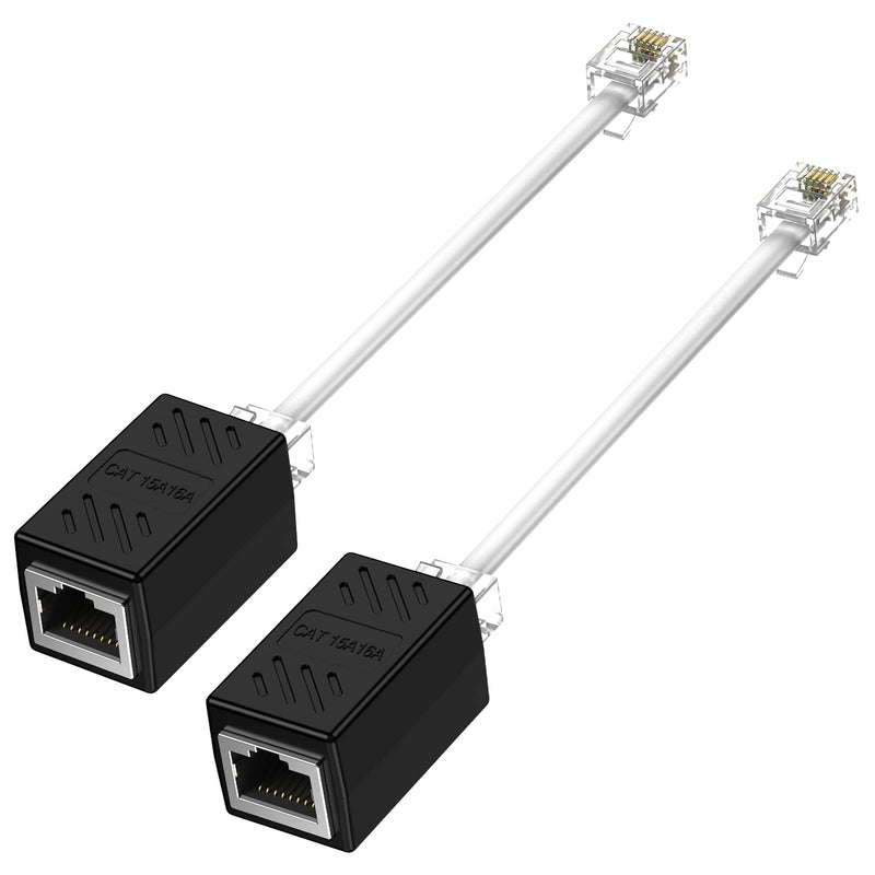 [Australia - AusPower] - [2-Pack] Phone Jack to Ethernet Adapter, Ethernet to Phone Line Adapter RJ45 Female to RJ11 Male Converter Adapter Cable for Landline Telephone Service 