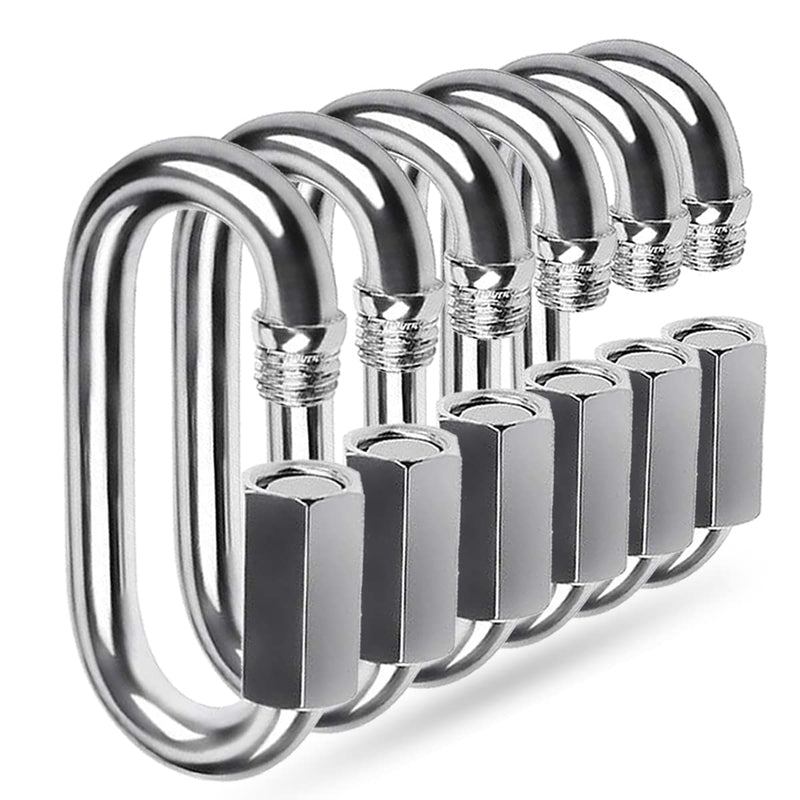 [Australia - AusPower] - Quick Link, Ekunbuy 304 Stainless Steel Heavy Duty Locking Clips Chain Connector Repair Link Buckle for Swing Outdoor Camping M5 6Pack 