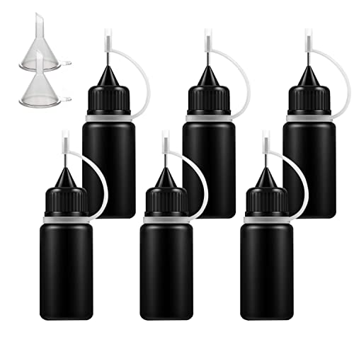 AQSXO 1-ounce black needle glue bottles, 6-piece adhesive dispenser accessory set
