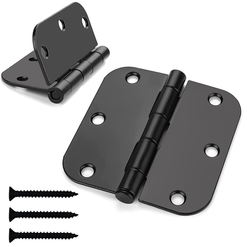 [Australia - AusPower] - 3 Pack Door Hinges Matte Black 3.5" x 3.5" Interior Door Hinges 3.5 Inch Rounded 5/8" Radius Corners, 3 1/2" Door Hinges, for Furniture Hinges 3 Pack Round-Black 