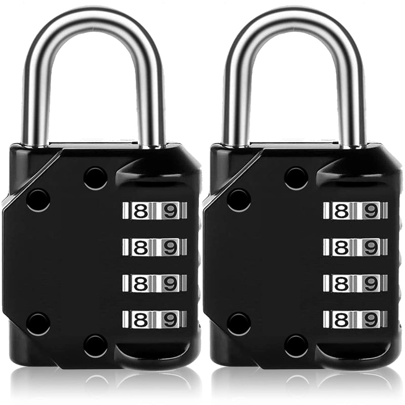 [Australia - AusPower] - Vervida® Combination Lock Resettable 2 Pack 4 Digit Outdoor Waterproof Combo Padlock for School Gym Locker, Sports Locker, Fence, Toolbox, Gate, Hasp Storage (Black) Black 