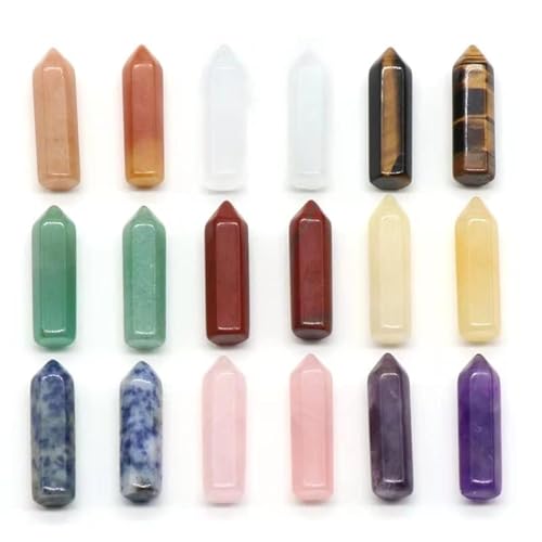 LHJ 10 Pcs Natural Healing Crystal Wand Points Set, Hexagonal Prism Quartz Gemstone Towers for Chakra Reiki Energy Balancing, Meditation, Wire Wrapping & Home Decor