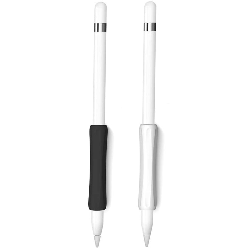[Australia - AusPower] - ProElife 2-Pack Ergonomics Grip Holder Anti-Rolling Protective Sleeve Cover for Apple Pencil 2nd & 1st Gen 2022-2018 iPad Pro 12.9'' 11''/Air 10.9'' Stylus Accessory Kits (White/Black) White/Black 