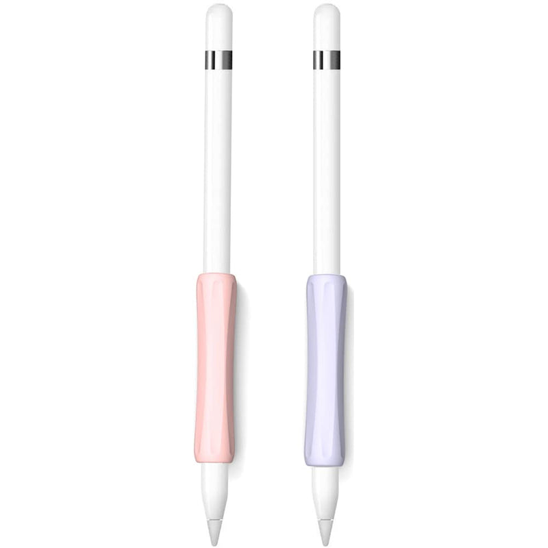 [Australia - AusPower] - ProElife 2-Pack Ergonomics Grip Holder Anti-Rolling Protective Sleeve Cover for Apple Pencil 2nd & 1st Gen 2022-2018 iPad Pro 12.9'' 11''/Air 10.9'' Stylus Accessory Kits (Pink/Purple) Pink/Purple 
