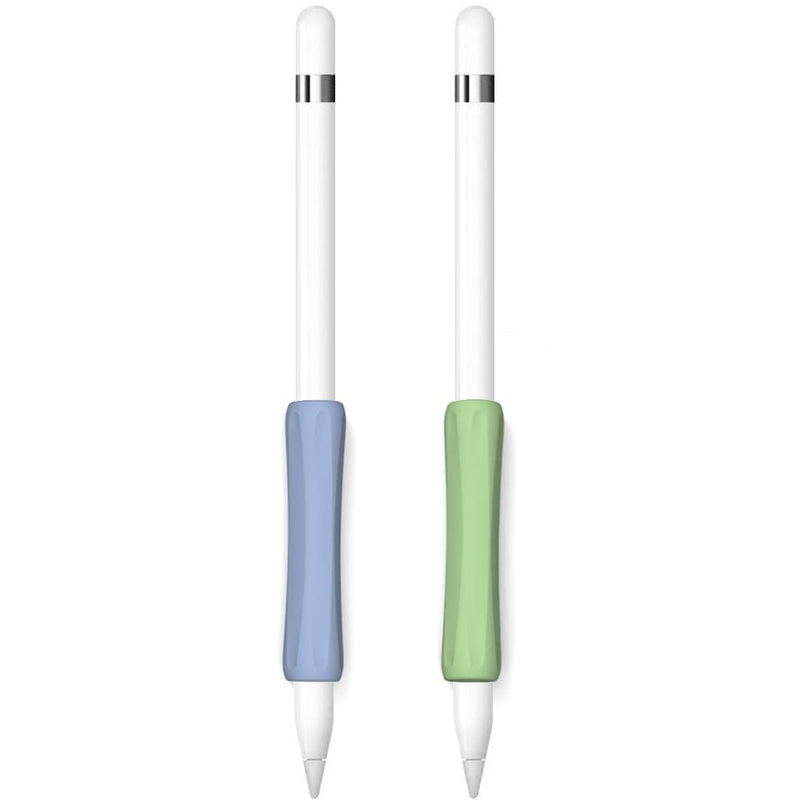 [Australia - AusPower] - ProElife 2-Pack Ergonomics Grip Holder Anti-Rolling Protective Sleeve Cover for Apple Pencil 2nd & 1st Gen 2022-2018 iPad Pro 12.9'' 11''/Air 10.9'' Stylus Accessory Kits (Green/Lavender) Green/Lavender 