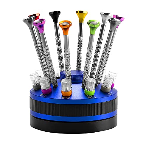 Singcci 10-piece watch screwdriver set with slotted and Phillips tips, extra replacement blades and holder