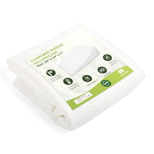 White MEOVEN wedge pillow cover 24x24x7 inches with zipper and pockets, designed for wedges and body positioners.