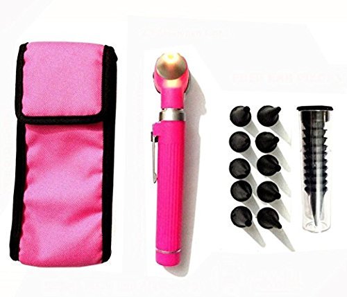[Australia - AusPower] - Bhatti Compact Pocket Size Fiber Optic Otoscope Color (Pink) 
